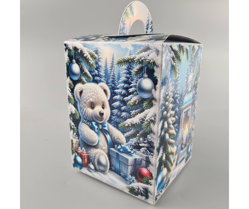 Новогодняя подарочная картонная упаковка для конфет (700грм) №220 "Праздничный лес"  (1 шт)