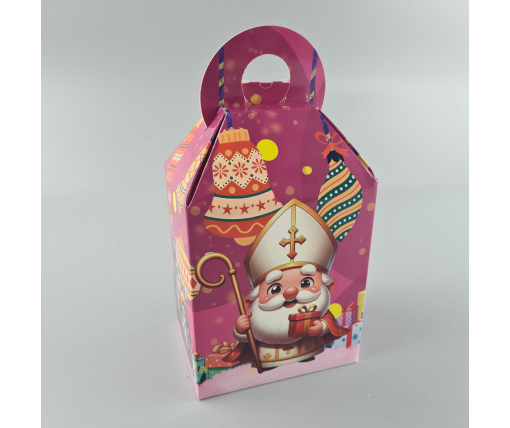 Новогодняя подарочная картонная упаковка для конфет (700грм) №229 "Святой Николай"  (1 шт)