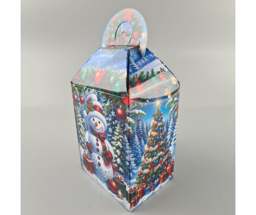 Новогодняя подарочная картонная упаковка для конфет (700грм) №231 "Снеговик с подарками"  (1 шт)