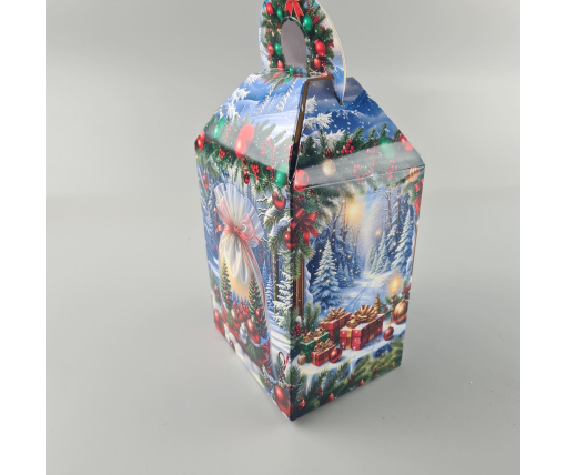 Новогодняя подарочная картонная упаковка для конфет (700грм) №231 "Снеговик с подарками"  (1 шт)