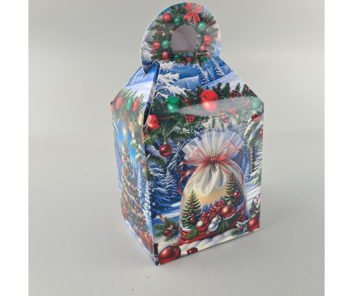 Новогодняя подарочная картонная упаковка для конфет (700грм) №231 "Снеговик с подарками"  (1 шт)