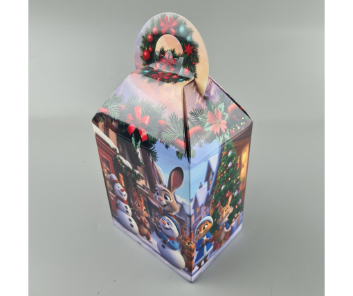 Новогодняя подарочная картонная упаковка для конфет (700грм) №232 "Веселый город"  (1 шт)