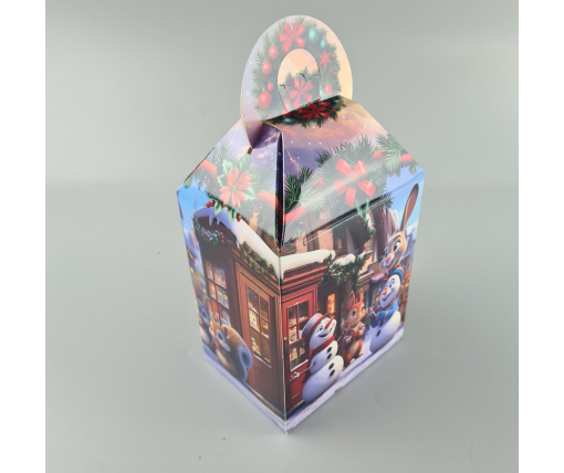 Новогодняя подарочная картонная упаковка для конфет (700грм) №232 "Веселый город"  (1 шт)