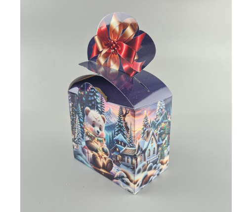 Новогодняя подарочная картонная упаковка для конфет (500грм) №235 "Медвежонок"  (1 шт)