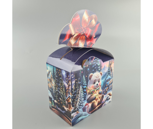 Новогодняя подарочная картонная упаковка для конфет (500грм) №235 "Медвежонок"  (1 шт)