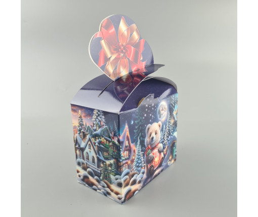 Новогодняя подарочная картонная упаковка для конфет (500грм) №235 "Медвежонок"  (1 шт)