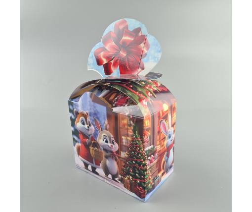 Новогодняя подарочная картонная упаковка для конфет (500грм) №234 "Дружный город"  (1 шт)