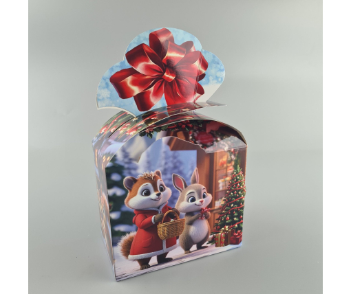 Новогодняя подарочная картонная упаковка для конфет (500грм) №234 "Дружный город"  (1 шт)