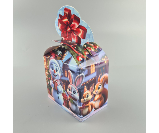 Новогодняя подарочная картонная упаковка для конфет (500грм) №234 "Дружный город"  (1 шт)