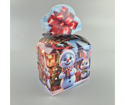 Новогодняя подарочная картонная упаковка для конфет (500грм) №234 "Дружный город"  (1 шт)