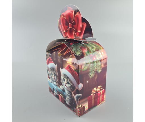 Новогодняя подарочная картонная упаковка для конфет (500грм) №236 "Котята"  (1 шт)