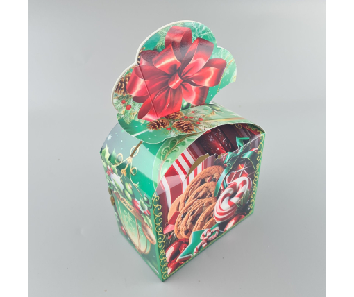 Новогодняя подарочная картонная упаковка для конфет (1000грм) №237 "Кофе с десертом"   (1 шт)