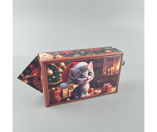 Новогодняя подарочная картонная упаковка для конфет (500грм) №238 "Мышонок и котенок"   (1 шт)