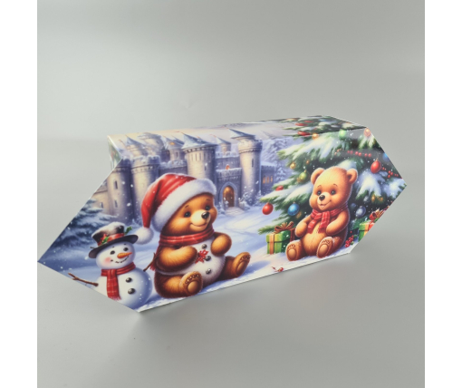 Новогодняя подарочная картонная упаковка для конфет (500грм) №241 "Медвежата с подарками"   (1 шт)