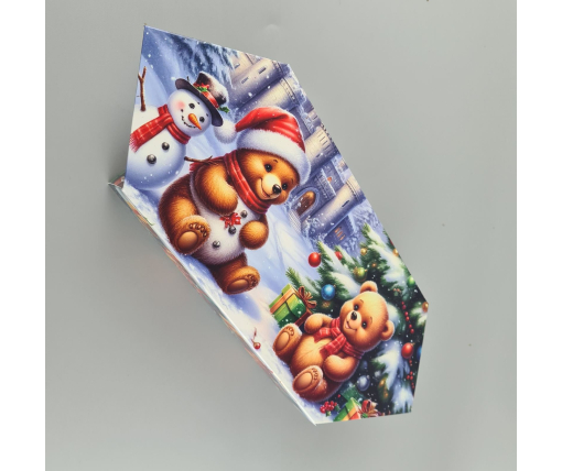 Новогодняя подарочная картонная упаковка для конфет (500грм) №241 "Медвежата с подарками"   (1 шт)