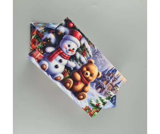 Новогодняя подарочная картонная упаковка для конфет (500грм) №241 "Медвежата с подарками"   (1 шт)