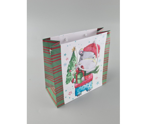 Пакеты бумажные подарочные , новогодние Квадрат 23*24*10 - 41 (12 шт)