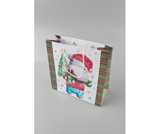 Пакеты бумажные подарочные , новогодние Квадрат 23*24*10 - 41 (12 шт)