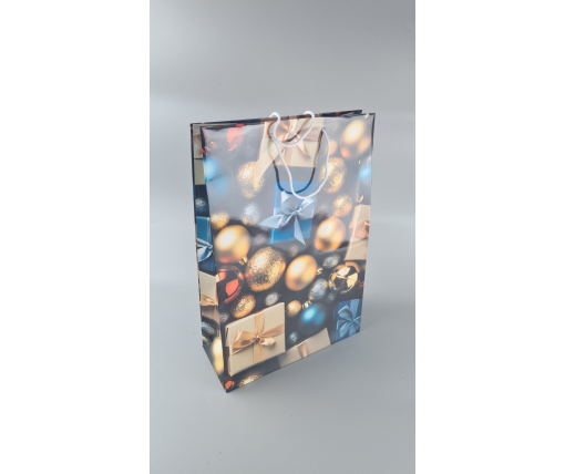 Новогодний ,картонные пакеты с ручками Гигант вертикальный 30х47х12-005 (12 шт)