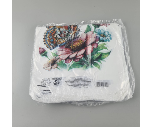 Пакеты "майка"(28+2*7,5х50) с  изображением "Бабочка на цветке" (100 шт)