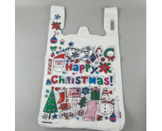 Пакеты "майка"(28+2*7,5х50) с  изображением НГ "Happy" (100 шт)