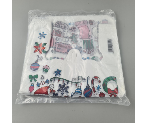 Пакеты "майка"(28+2*7,5х50) с  изображением НГ "Happy" (100 шт)