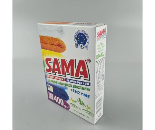 Стиральный порошок SAMA автомат 400 без фосфатов Горная свежесть  (1 шт)