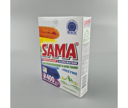 Порошок SAMA ручной 400 без фосфатов Горная свежесть (1 шт)