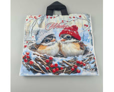 Пакет с петлевой ручкой  (38*34) Н.Год "Воробьи" Ренпако (25 шт)