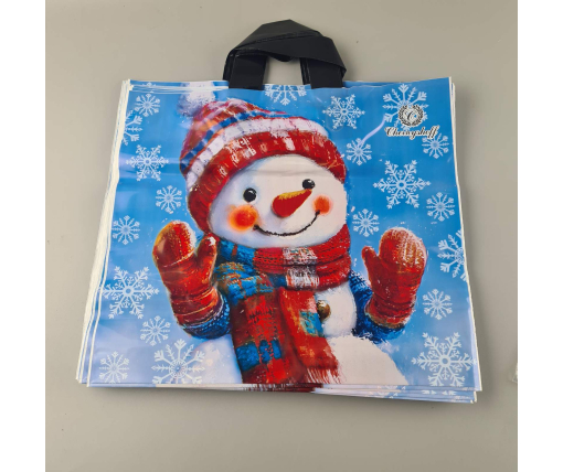 Пакет с петлевой ручкой  (38*34) Н.Год "Снеговик" Ренпако (25 шт)