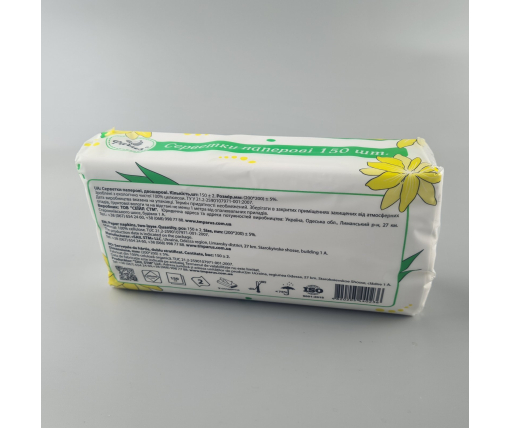 Салфетка косметическая 150 шт 20*20 Одесса в упаковке по 7 Ромашка (1 пачка)