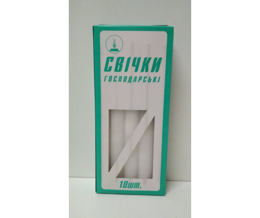 Свеча хозяйственная 24см Ø2см парафиновая белая (10 шт)