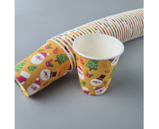 Бумажные стаканы цветные 175мл НГ "СНЕГОВИК НА ЖЕЛТОМ"  Маэстро (50 шт)