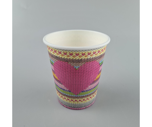 Бумажные стаканы цветные 175мл  "СЕРДЦЕ ВЯЗАНОЕ"  Маэстро (50 шт)
