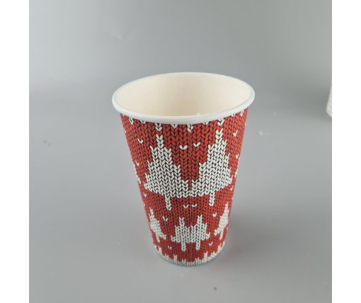 Стаканы бумажные одноразовые 340 мл НГ "ЕЛКИ НА КРАСНОМ"   (50 шт)