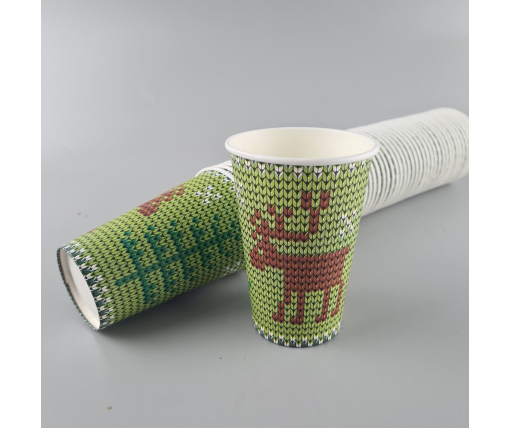 Стаканы бумажные одноразовые 340 мл НГ "ОЛЕНЬ НА ЗЕЛЕНОМ"   (50 шт)