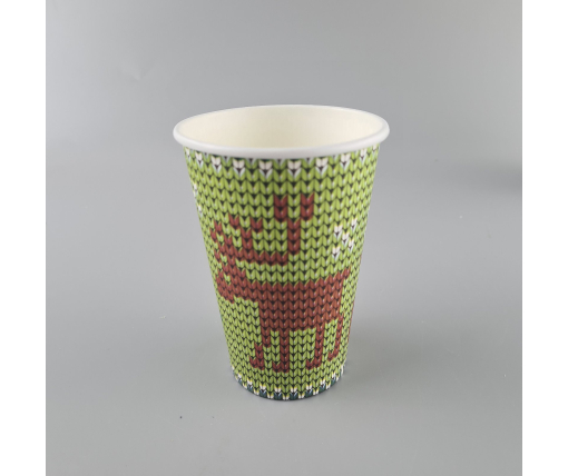 Стаканы бумажные одноразовые 340 мл НГ "ОЛЕНЬ НА ЗЕЛЕНОМ"   (50 шт)