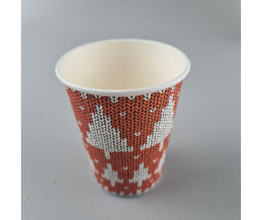 Стаканчики для кофе 250 мл НГ "ЕЛКИ НА КРАСНОМ" Маэстро h9 (50 шт)