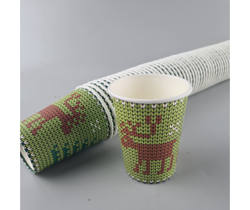 Стаканчики для кофе 250 мл НГ "ОЛЕНЬ НА ЗЕЛЕНОМ" Маэстро h9 (50 шт)