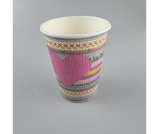 Стаканчики для кофе 250 мл "СЕРДЦЕ ВЯЗАНОЕ" Маэстро h9 (50 шт)