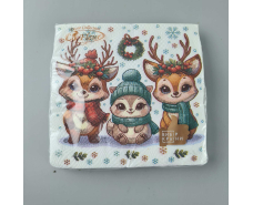 Новогодняя салфетка (ЗЗхЗЗ, 16шт)  La Fleur "Праздничный вайб зверушек" (712) (1 пачка)