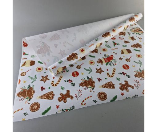 Рулон 8 м бумага подарочная с печатью (38) для цветов (h680) Н.Год №8 (1 шт)