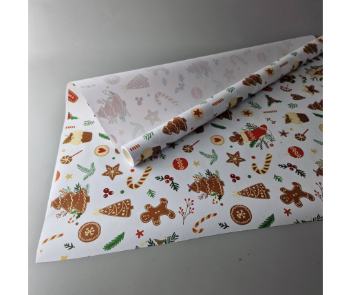 Рулон 8 м бумага подарочная с печатью (38) для цветов (h680) Н.Год №8 (1 шт)