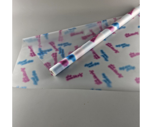 Калька для цветов рулон 8м тонированный матовый (77) (h680) №803 Неоновые надписи (1 шт)