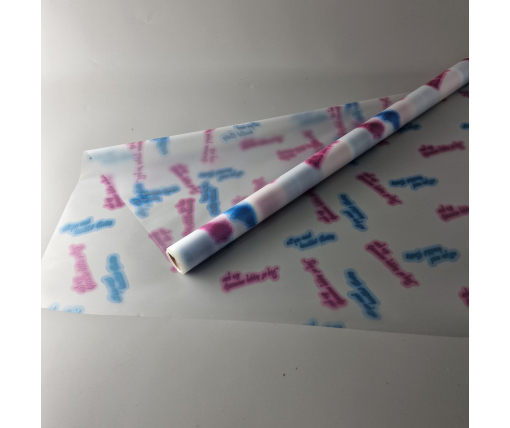 Калька для цветов рулон 8м тонированный матовый (77) (h680) №803 Неоновые надписи (1 шт)