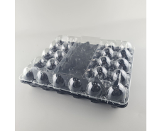 Комплект упаковки  для куриных яиц 30 ячеек верх прозрачная+низ черная  (50 шт)