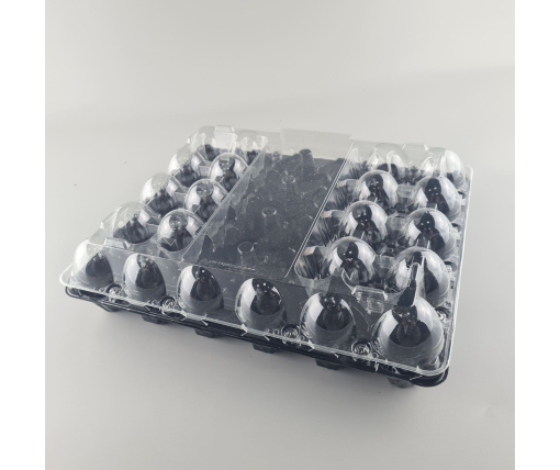 Комплект упаковки  для куриных яиц 30 ячеек верх прозрачная+низ черная  (50 шт)