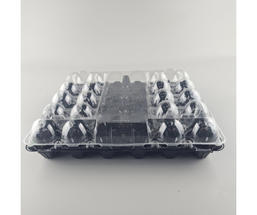 Комплект упаковки  для куриных яиц 30 ячеек верх прозрачная+низ черная  (50 шт)