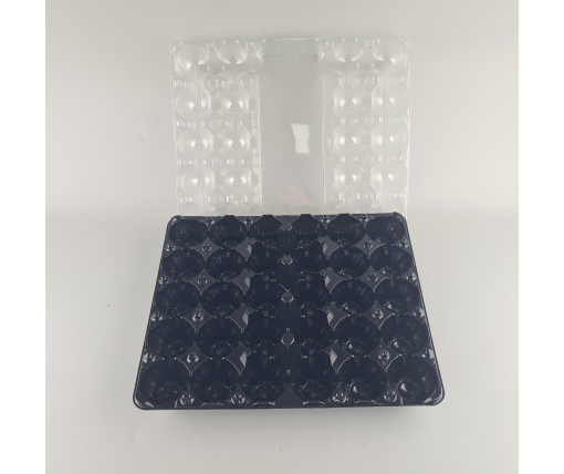 Комплект упаковки  для куриных яиц 30 ячеек верх прозрачная+низ черная  (50 шт)