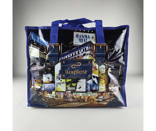 Полипропиленовая сумка хозяйственная  с цветным рисунком №1 Город Джинс (1 шт)